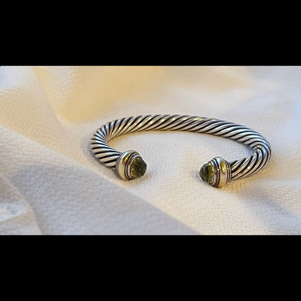 Authentic David Yurman Peridot Cable Cuff, 7mm